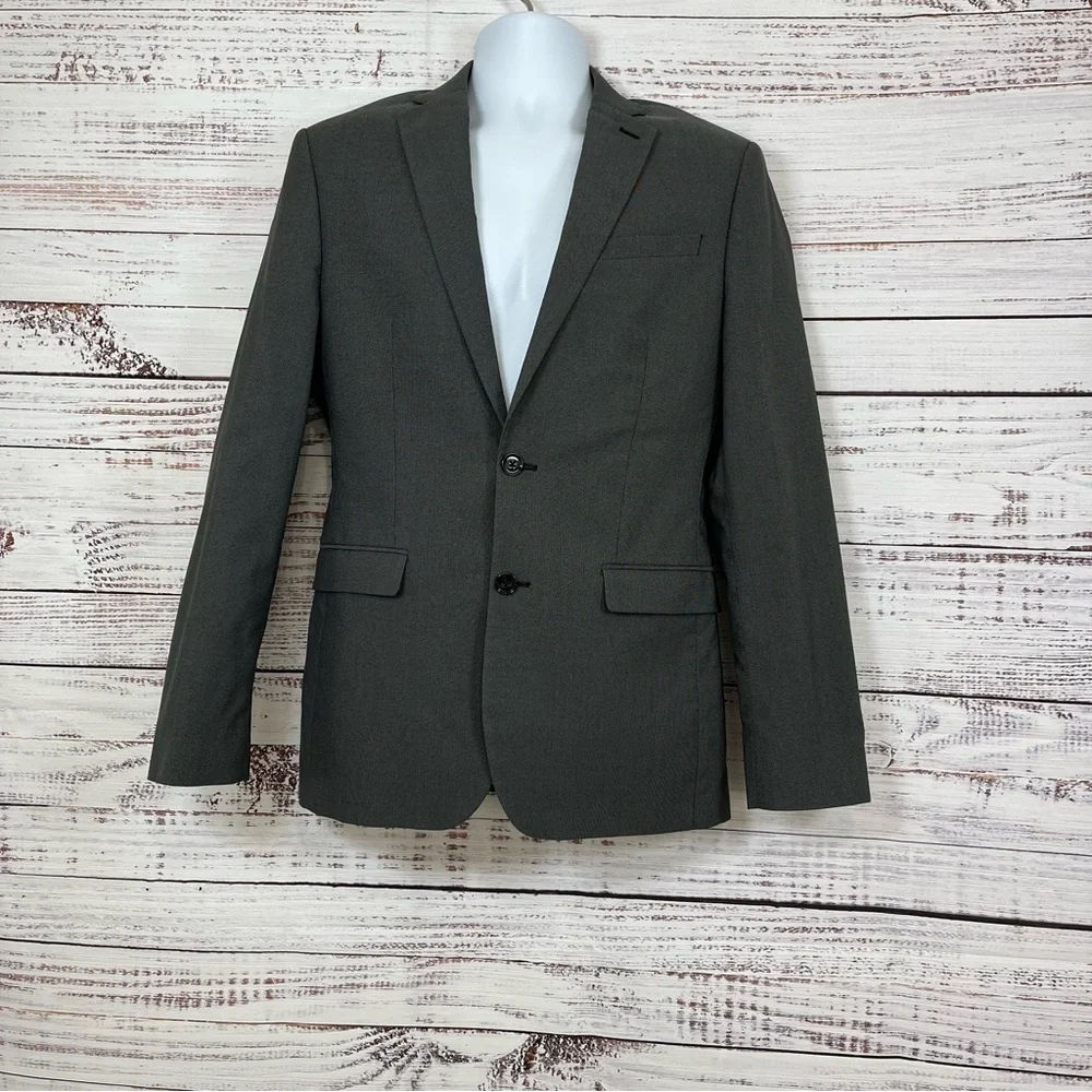 Express Photographer Gray Button Lined Blazer